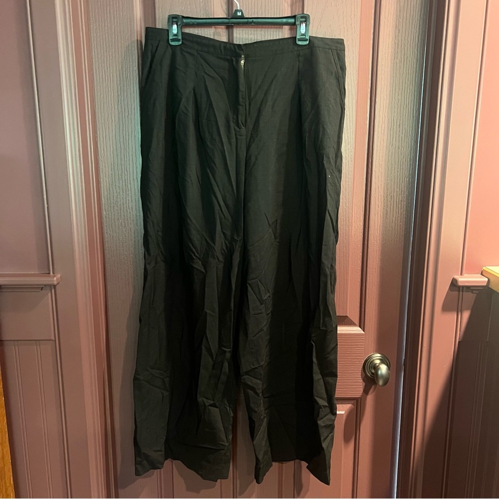 Garnet Hill Women's Black Wide-Leg Trousers